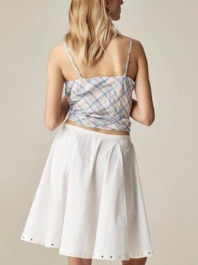 J. Crew Circle Skirt with Mirror Embellishments White SZ XLG Coastal Cowgirl NWT